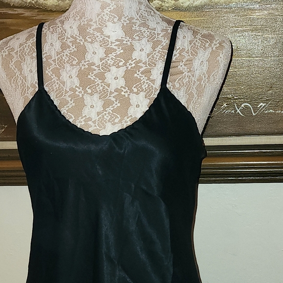 Vintage 1960s 1970s Black Satin Slipdress by Farr West - Picture 5 of 13